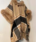 Stijlvolle Poncho met Bontrand, Ophalen of Verzenden, Zo goed als nieuw