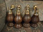 4 Houten Poten met Messing Zwenkwielen, Ophalen of Verzenden