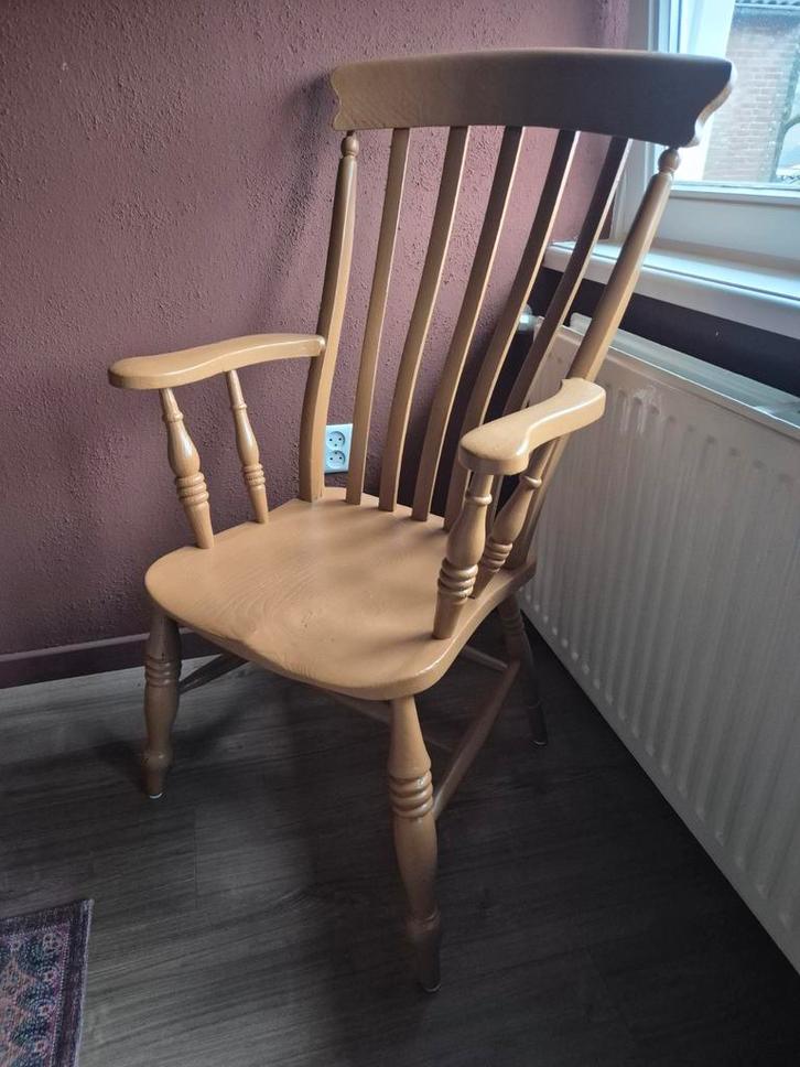 Engelse houten stoel, Huis en Inrichting, Stoelen, Gebruikt, Eén, Hout, Bruin, Ophalen
