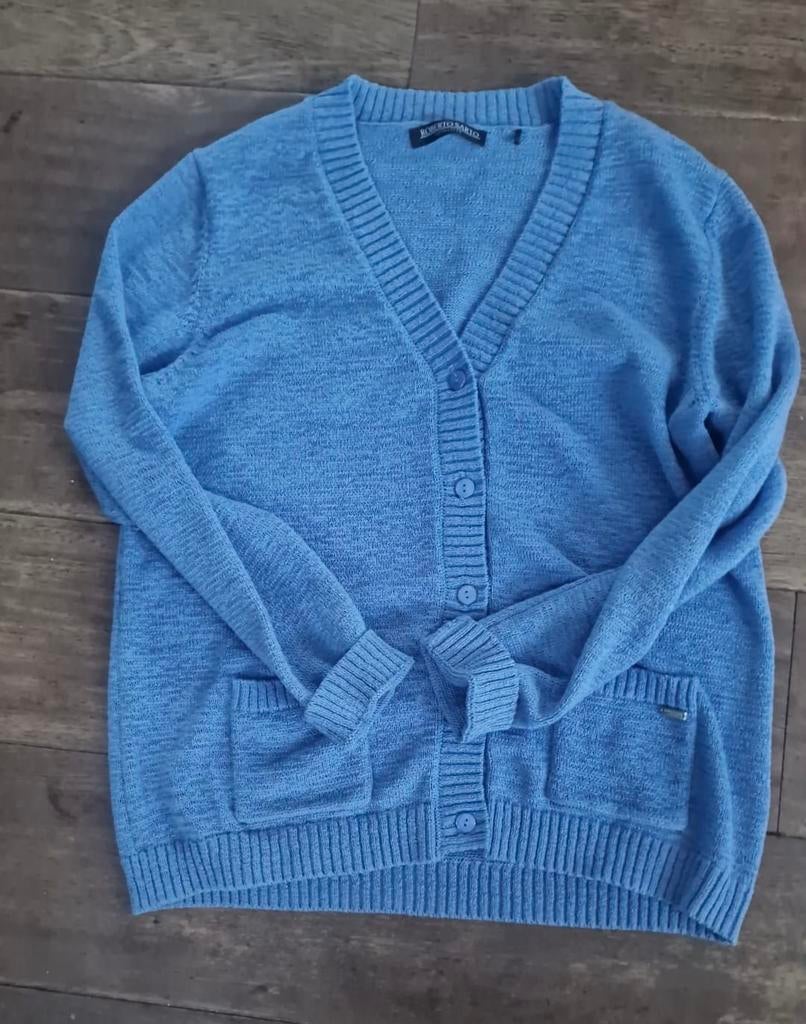 Blauw gebreid Roberto Sarto vest maat 46, Kleding | Dames, Ophalen of Verzenden, Zo goed als nieuw, Maat 46/48 (XL) of groter