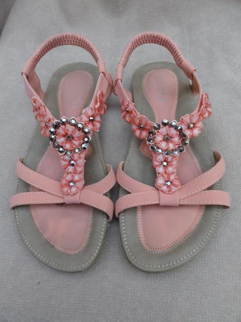 SIKETU roze sandalen + elastische enkelband - maat 39, Kleding | Dames, Schoenen, Zo goed als nieuw, Sandalen of Muiltjes, Roze