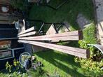 2 Hardhout schuttingpalen en 2 hardhout balken, Doe-het-zelf en Verbouw, Hout en Planken, Ophalen, Zo goed als nieuw, Balk, Overige houtsoorten