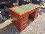 Klassieke Engelse schrijftafel, bureau, desk, met lederen in, Antiek en Kunst, Ophalen