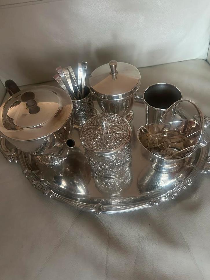 Douwe Egberts Verzilverde Set, Antiek en Kunst, Antiek | Goud en Zilver, Zilver, Ophalen of Verzenden