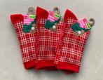 3 paar rode sokken met ruit (maat 35-38), Sokken en Kniesokken, Maat 35 t/m 38, Nieuw, Ophalen of Verzenden