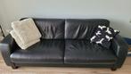 leren bankstel zwart 3 tot 4 persoons, Ophalen, Gebruikt, Driepersoons, Rechte bank