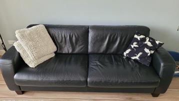 leren bankstel zwart 3 tot 4 persoons beschikbaar voor biedingen