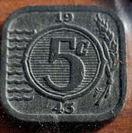 5 cent 1943 ZINK - PRACHTIG - Vierkante stuiver, Ophalen of Verzenden, Koningin Wilhelmina, 5 cent, Losse munt