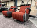 2 Nieuw Leolux Scylla fauteuils rood bruin design stoel
