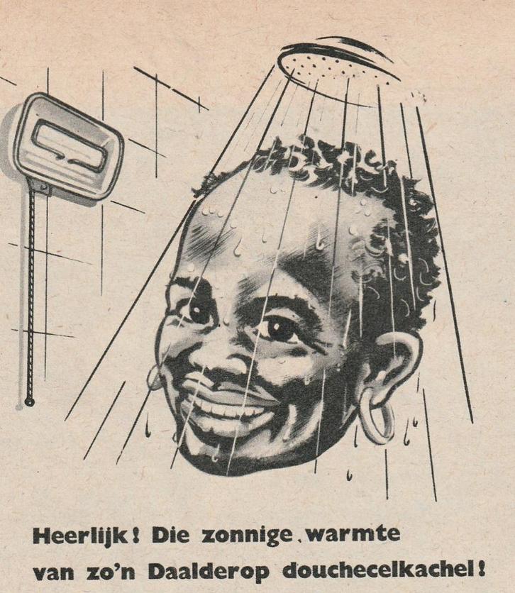 Retro reclame 1962 Daalderop Tiel douchekachel Zwarte Piet, Verzamelen, Retro, Overige typen, Verzenden