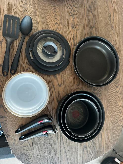 Tefal Ingenio stapelbare pannenset, Huis en Inrichting, Keuken | Potten en Pannen, Zo goed als nieuw, Koekenpan of Braadpan, Aluminium