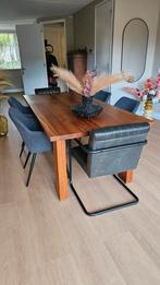 Massieve geoliede kersenhouten eettafel 220x100cm, Ophalen, Gebruikt, 200 cm of meer, 50 tot 100 cm