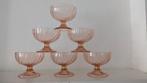 Rosaline Pink Swirl roze glazen dessert ijs fruit coupes, Ophalen of Verzenden, Glas, Overige stijlen, Glas of Glazen