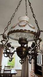 Antieke Hanglamp met Bloemmotief, Ophalen, Gebruikt, Glas, 50 tot 75 cm