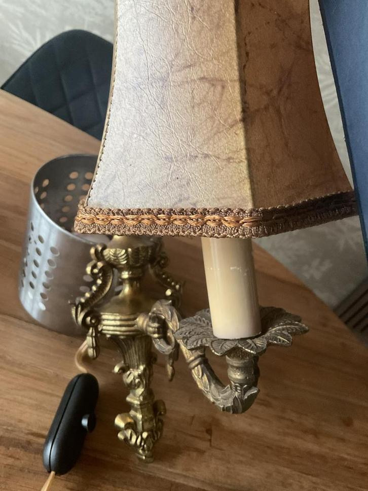 Vintage Wandlamp met varkensblaas kapje, Huis en Inrichting, Lampen | Wandlampen, Gebruikt, Ophalen of Verzenden