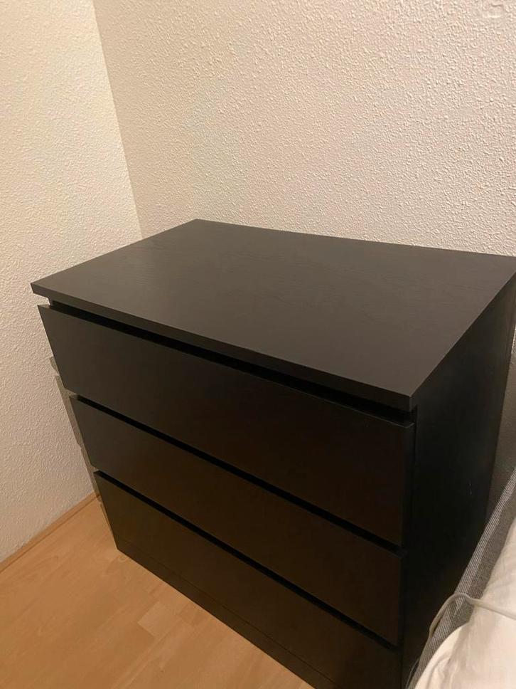 Zwarte Malm IKEA ladekast, Huis en Inrichting, Kasten | Ladekasten, Gebruikt, Minder dan 100 cm, 50 tot 100 cm, 25 tot 50 cm, Kunststof