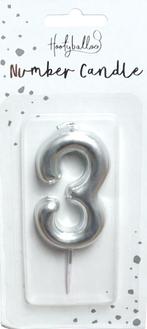 Nummer Kaars - Zilver 3 - 6cm, Ophalen of Verzenden, Nieuw, Versiering, Overige