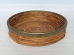 Vintage rotan schaal met koperen rand diameter ca. 36 cm, Ophalen of Verzenden, Gebruikt, Rond, Schaal