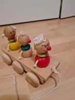 Houten Trek Duw Wagen met Figuurtjes, Ophalen of Verzenden