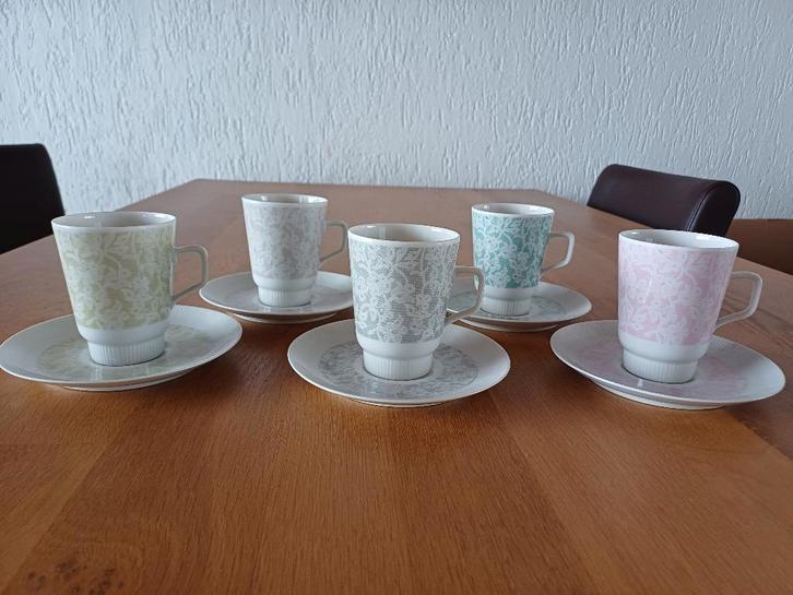 5 x Mosa kop en schotels porselein 50-60 Jaren, Antiek en Kunst, Antiek | Servies los, Ophalen of Verzenden