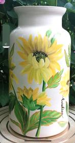 Handgeschilderde Zonnebloem Vaas - Nieuw, Overige kleuren, Nieuw, Ophalen of Verzenden, Glas