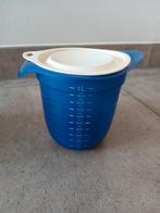 Tupperware litermaat, mixerkom,mix & meat met deksels 1ltr., Huis en Inrichting, Ophalen of Verzenden, Zo goed als nieuw, Blauw