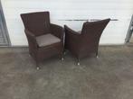 8 stuks gebruikte horeca terrasstoel fauteuils donker bruin, Ophalen, Gebruikt, Bruin, Metaal