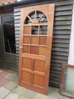 2x hardhouten deur met ruitjes  roodbruin hardhout, 80 tot 100 cm, Minder dan 200 cm, Gebruikt, Ophalen