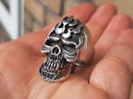 Vanoli 925 zilver heren ring biker doodskop skull maat 18,75, Sieraden, Tassen en Uiterlijk, Ringen, 18 tot 19, Heer, Nieuw, Ophalen of Verzenden