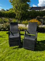 Twee zwarte tuinstoelen van Sun Garden, Tuin en Terras, Ophalen, Kunststof, Inklapbaar