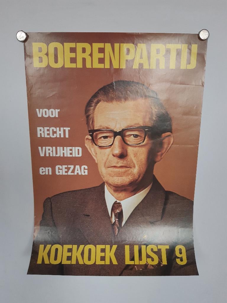 Originele verkiezingsposter Boer Koekoek Boerenpartij, Ophalen of Verzenden, A1 t/m A3, Reclame, Rechthoekig Staand