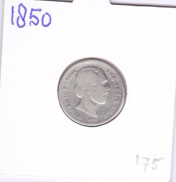 Schaarse 25 cent 1850 Willem 3 voor 175 euro. **, Postzegels en Munten, Munten | Nederland, Losse munt, 25 cent, Koning Willem III