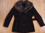 Leren jas met imitatie bontkraag, Kleding | Dames, Jassen | Winter, Jessica, Zwart, Maat 42/44 (L), Ophalen of Verzenden