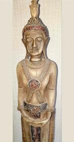 Prachtige oude houten Boeddha belegd met kristallen van 65cm, Huis en Inrichting, Woonaccessoires | Boeddhabeelden, Ophalen of Verzenden