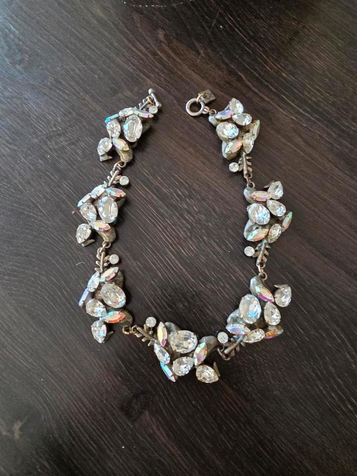 Witte Strass Ketting Otazu, Sieraden, Tassen en Uiterlijk, Kettingen, Zo goed als nieuw, Overige materialen, Wit, Met strass, Ophalen of Verzenden