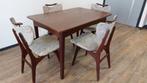 Teakhouten eethoek retro jaren 60 stijl, Ophalen, Gebruikt, Vintage, 4 tot 6 stoelen