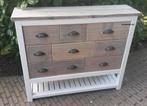 Sidetable ladenkast dressoir wit grijs onderplank, Huis en Inrichting, Tafels | Sidetables, Ophalen, 100 tot 150 cm, Nieuw, Overige houtsoorten