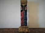 Kandelaar pilaar beeld van de 4 apostelen hout uitgesneden, Antiek en Kunst, Ophalen of Verzenden