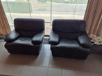 Mooi onderhouden lederen salon, Huis en Inrichting, Ophalen, 150 tot 200 cm, Zo goed als nieuw, Rechte bank