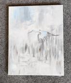 Schilderij op doek met reiger, Antiek en Kunst, Ophalen of Verzenden