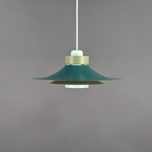 Groene Deense design Horn hanglamp - retro uitstraling, Huis en Inrichting, Lampen | Hanglampen, Zo goed als nieuw, 75 cm of meer