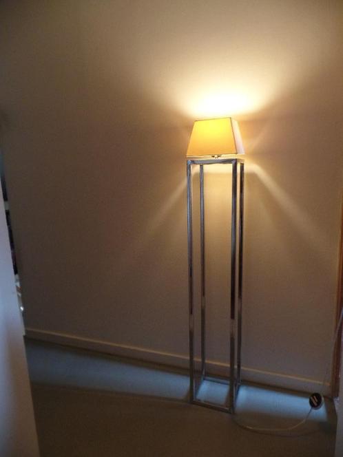 Jan des Bouvrie vloerlamp vierkant chroom met kap (Crème), Huis en Inrichting, Lampen | Vloerlampen, Gebruikt, 150 tot 200 cm