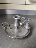 Tinnen Kandelaar met kaarsendover, Antiek en Kunst, Ophalen of Verzenden, Overige materialen