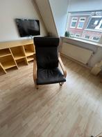 Ikea POÄNG fauteuil met lederen kussen, Ophalen, Minder dan 50 cm, Gebruikt, Leer