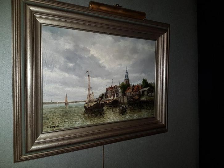 Schilderij Havenzicht F.L. Corsius, Antiek en Kunst, Kunst | Schilderijen | Klassiek, Ophalen