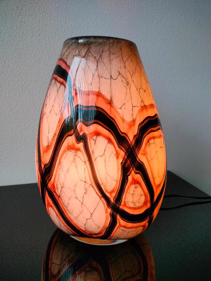 Italië Murano Style Glas Lamp Tafellamp Grijs Gemarmerd, Huis en Inrichting, Lampen | Tafellampen, Zo goed als nieuw, Minder dan 50 cm