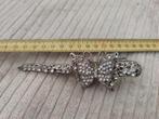 Vintage Vlinder Haarspeld met Strass, 10 cm of meer, Gebruikt, Met strass, Ophalen of Verzenden