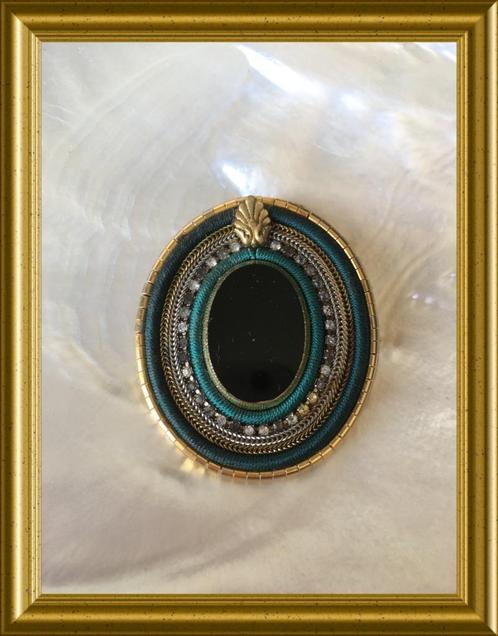 Vintage ovale Langani broche, Sieraden, Tassen en Uiterlijk, Antieke sieraden, Broche, Ophalen of Verzenden