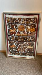 Schilderij Handmade azteekse indiase stijl op doek ingelijst, Ophalen, Minder dan 50 cm, Gebruikt, 50 tot 75 cm