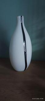 Mondgeblazen glazen witte vaas bruine streep jaren 70, Antiek en Kunst, Antiek | Vazen, Ophalen of Verzenden